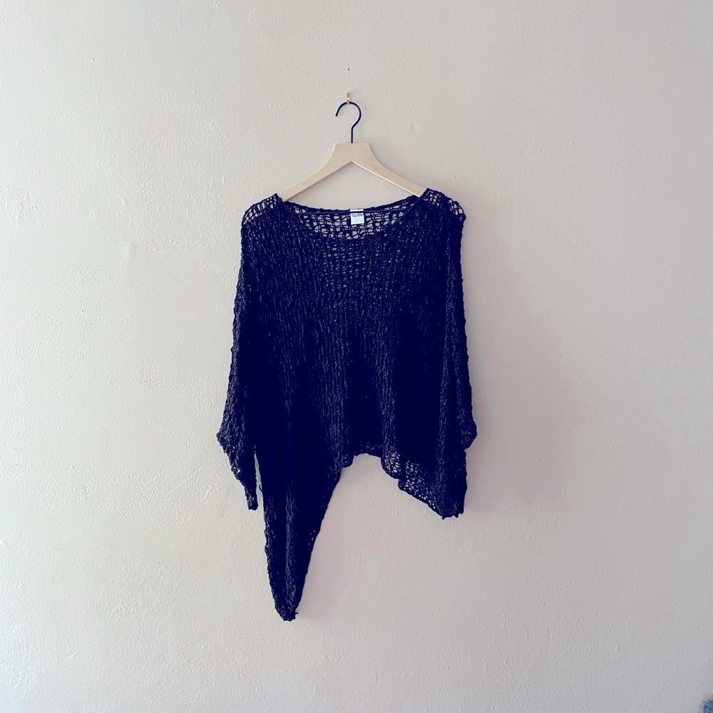 Van Klee black asymmetrical knit coverup sweater